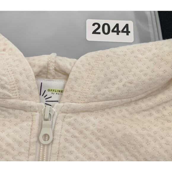 Offline by Aerie Womens Jacket XS Cream Cropped Zip Front Normcore Athleisure - Picture 16 of 16